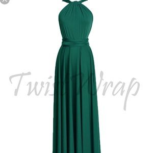 Green Twist-Wrap Bridesmaid Dress